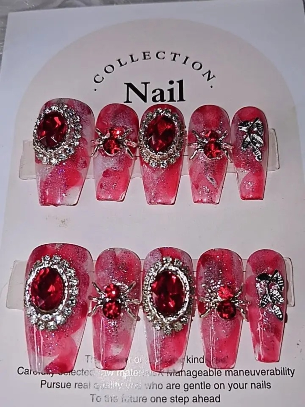 Crystal Accent Pink Press-On Nail Set